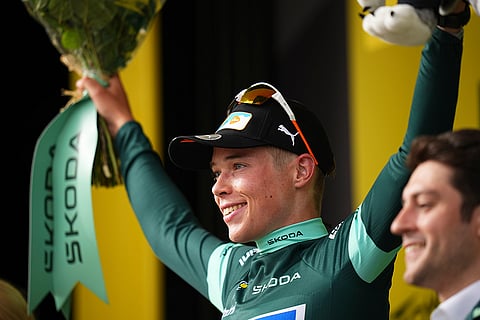 Frank van den Broek wearing the best sprinter's green jersey
